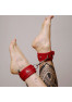 leather red ankle boots and silver ties