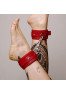 leather red ankle boots and silver ties