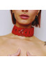 Collier en cuir tressé Rouge