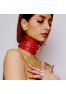 Choker collar in thick leather Red