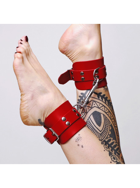 Thick leather ankle boots Red