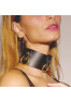 Collier en cuir Collection Anneaux NOIR & GOLD