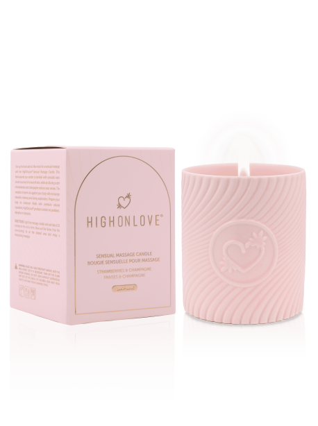 Pink massage candle 220 ml - Strawberries and champagne
