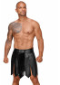 H053 Eco leather men's gladiator skirt with PVC pleats