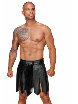 H053 Eco leather men's gladiator skirt with PVC pleats