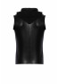 H066 Snake wetlook sleeveless zip-up top with sheer hood