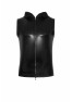 H066 Snake wetlook sleeveless zip-up top with sheer hood
