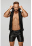 H066 Snake wetlook sleeveless zip-up top with sheer hood
