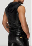 H066 Snake wetlook sleeveless zip-up top with sheer hood