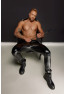 H067 Long pants made of snake wetlook with back pockets