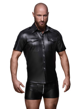 H011 Men shirt witpocketsh front