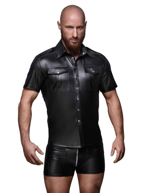 H011 Men shirt witpocketsh front