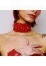 Red leather choker with steel nails