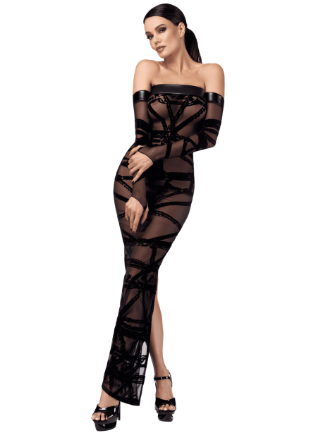 F358 Bondesque Opera Off-shoulder long dress