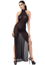 F372 Onyx Robe longue à deux fentes