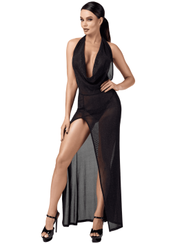 F373 Onyx Liquid Long Dress