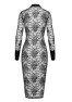F376 Noirelle Lace Button-up Midi Dress