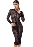 F376 Noirelle Lace Button-up Midi Dress