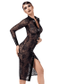 F376 Noirelle Lace Button-up Midi Dress
