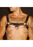 Black leather men’s bust harness in H