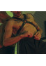 Black leather men’s bust harness in X