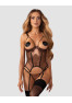Soranna cupless corset and crotchless thong