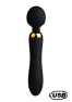 SHAKE Noir, Vibromasseur Wand USB en silicone médical avec 2 puissants moteurs indépendants