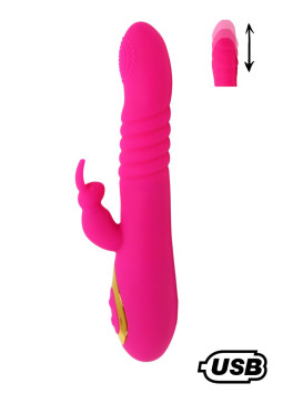 TWIST 2 Rose, Vibromasseur Rabbit va-et-vient USB en silicone médical, doté de 18 modes de stimulation 