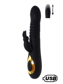 TWIST 2 Noir, Vibromasseur Rabbit va-et-vient USB en silicone médical, doté de 18 modes de stimulation 