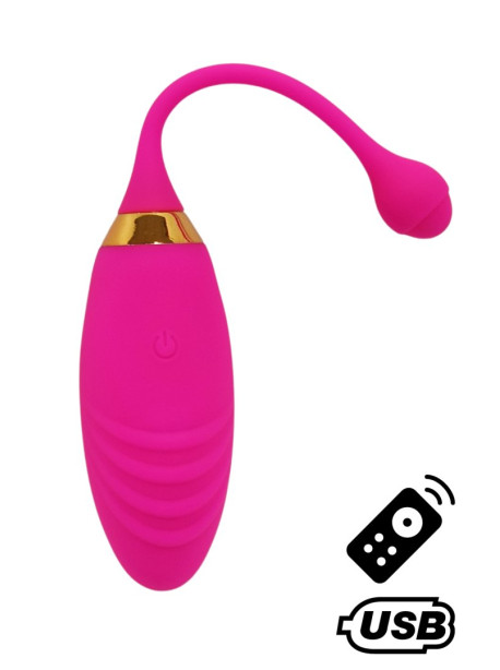 SUNDAY, Un Œuf vibrant USB avec télécommande, dans un silicone médical doux et rainuré 