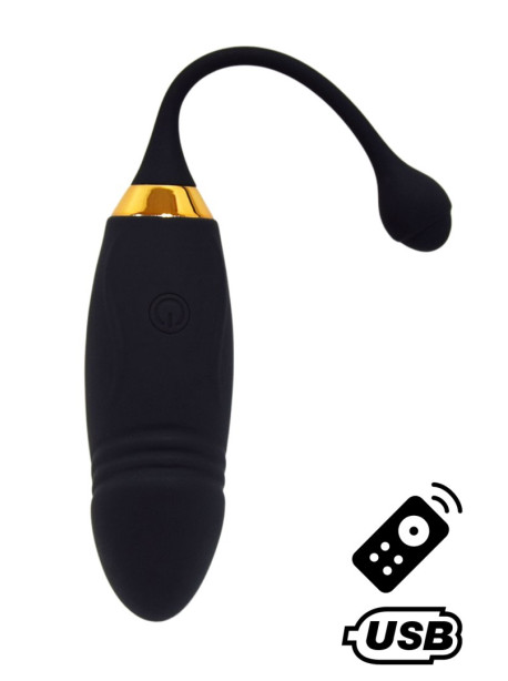 HAPPY, Un Œuf vibrant long USB avec télécommande, dans un silicone médical doux et lisse 