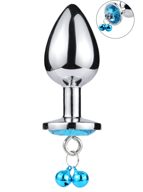 Plug bijou aluminium bleu avec clochettes Taille M JINGLE 