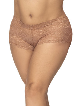 Shorty grande taille en dentelle couleur taupe 
