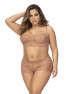 Ensemble 2 pièces en dentelle grande taille, top à bretelles et shorty couleur taupe 