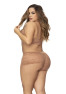 Ensemble 2 pièces en dentelle grande taille, top à bretelles et shorty couleur taupe 