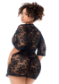 Peignoir en dentelle grande taille Mapalé avec string assorti 