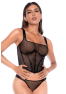 Top style corset en large résille et tanga 