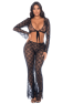 Top et pantalon en dentelle florale noire 