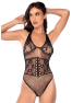 Body résille florale noir avec strass - Mapalé