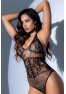 Body résille florale noir avec strass - Mapalé