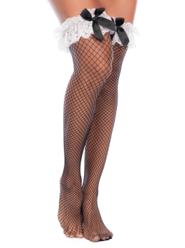 Bas résille noirs style soubrette mi‑cuisse - Mapalé