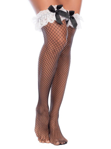 Bas résille noirs style soubrette mi‑cuisse - Mapalé