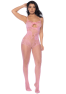 Combinaison en résille rose ajourée 