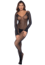 Combinaison noire en résille ornée de strass 