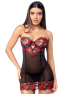 Babydoll sexy à armatures Mapalé broderie roses et string 