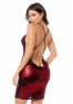 Robe sexy rouge scintillante dos nu avec string chaîne 