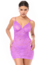 Babydoll dentelle extensible violette et string 