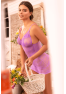 Babydoll dentelle extensible violette et string 