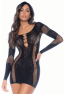 Robe manches longues en résille noire 