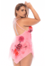 Nuisette grande taille résille rose imprimé floral et string 